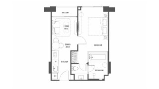 Планировка кондомониума 1 спальня в ЖК The Standard Residences № 11007