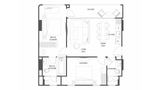 Планировка кондомониума 2 спальни в ЖК The Standard Residences № 11010