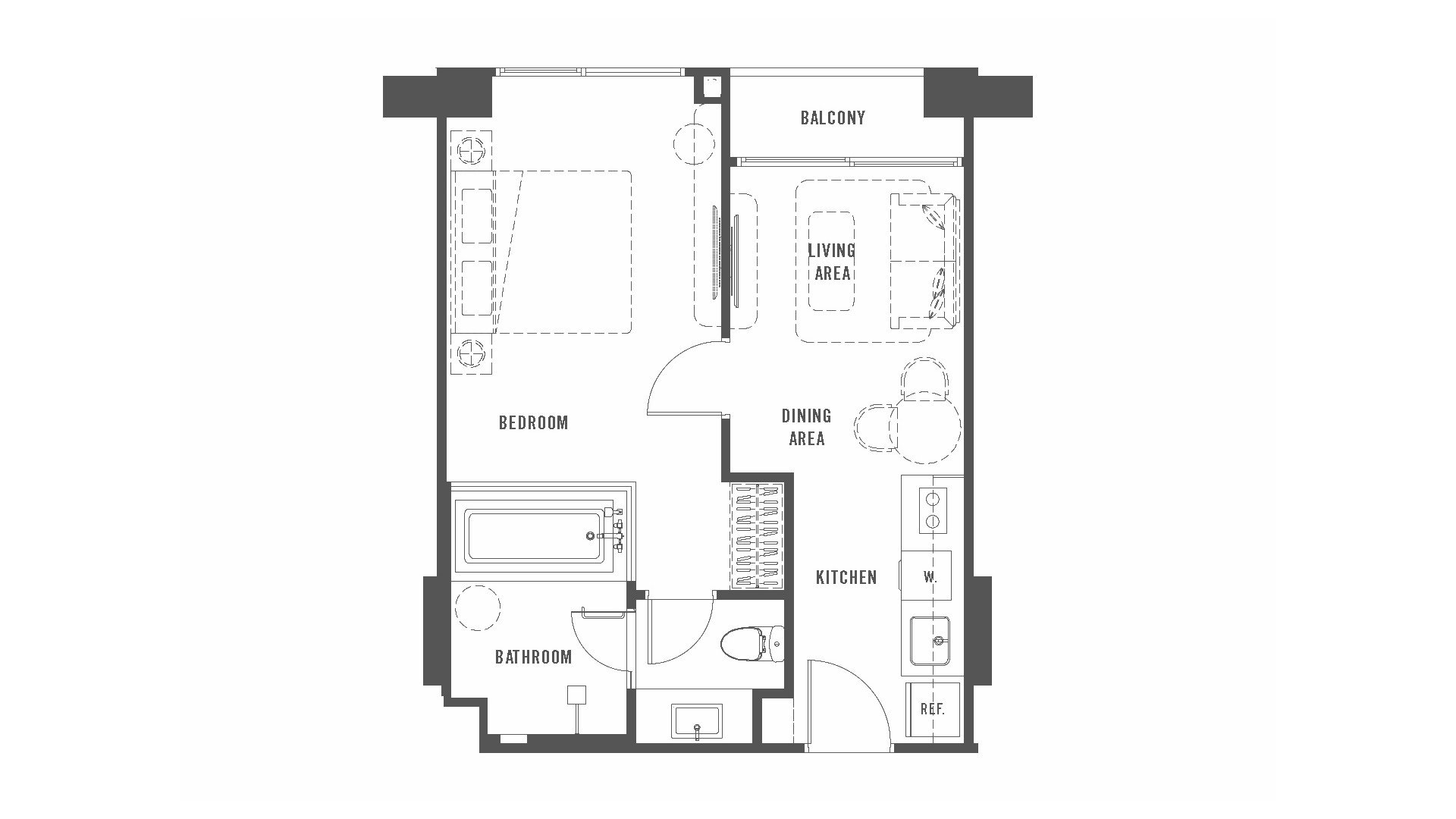 Планировка кондомониума 1 спальня в ЖК The Standard Residences № 11009