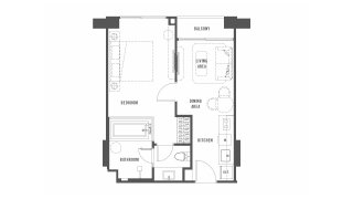 Планировка кондомониума 1 спальня в ЖК The Standard Residences № 11009
