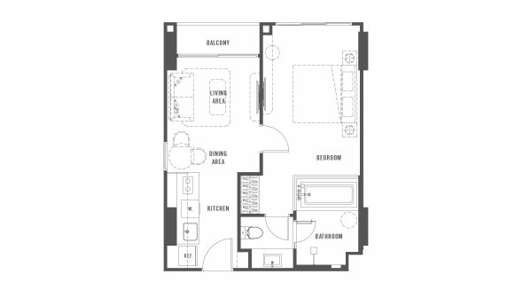 Планировка кондомониума 1 спальня в ЖК The Standard Residences № 11008 (2D)