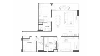 Планировка кондомониума 3 спальни в ЖК The Standard Residences № 11013